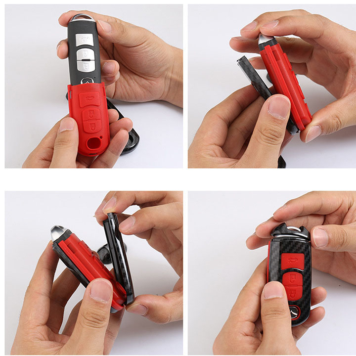 Bao Da - Ốp Bọc Chìa Khóa Chất Liệu Hợp Kim Vân Carbon Kèm Móc Đeo Inox Dành Cho Xe Ôtô