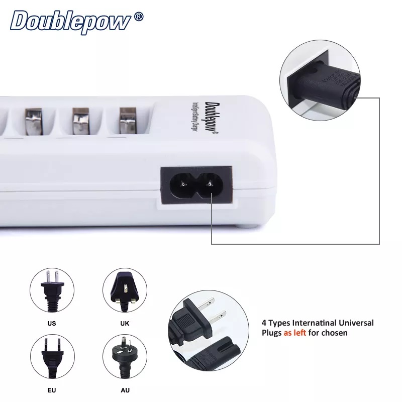 Bộ sạc pin tiểu đa năng 8 cổng Doublepow K18 sạc thông minh  sạc siêu nhanh tự ngắt Sạc được pin AA &amp; AAA  | Hàng Chính hãng