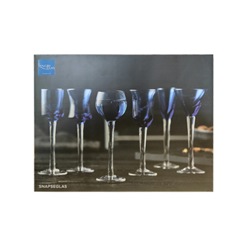 Bộ 6 ly uống shot, màu xanh dương. Nhãn Lyngby Glas Đan Mạch