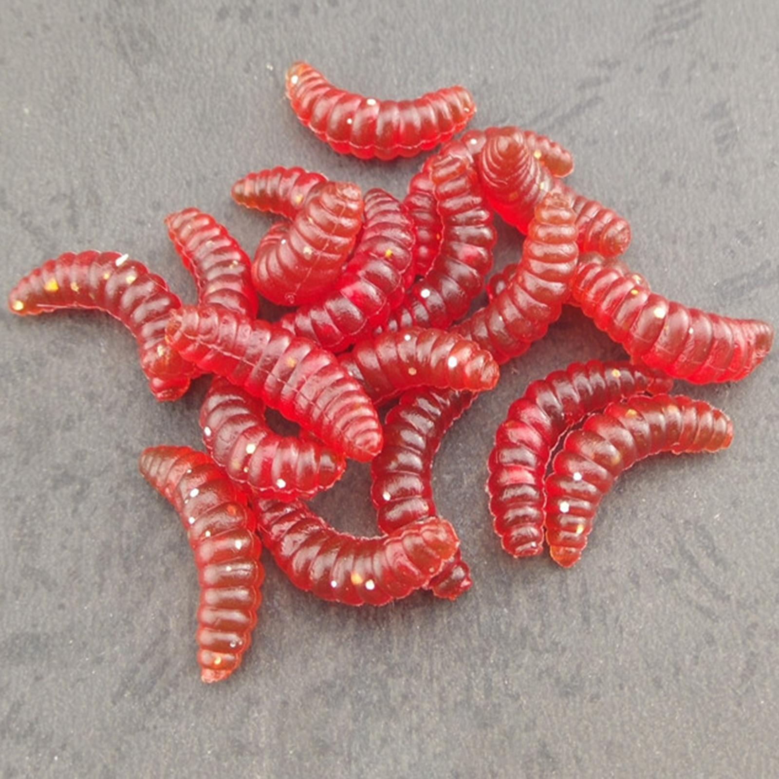 100pcs Worms Bait Soft Fishing Lure Maggots Bass Crankbait Tackle Wobbler