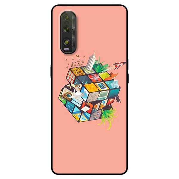 Ốp lưng dành cho Oppo Find X2 mẫu Rubik Cube