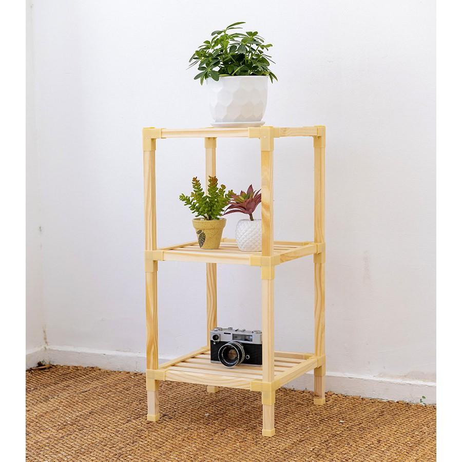 Kệ gỗ vuông 3 tầng trang trí để chậu cây