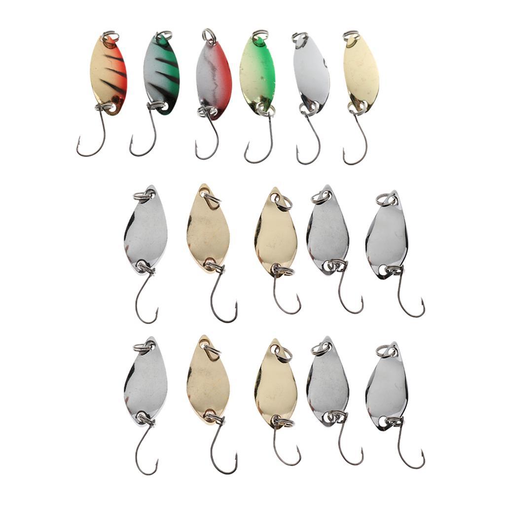 Fishing Lures Metal Spoons Hard Baits 16pcs Set Fishing Lures Spinner Baits Single Hook Tackle Salmon Bass