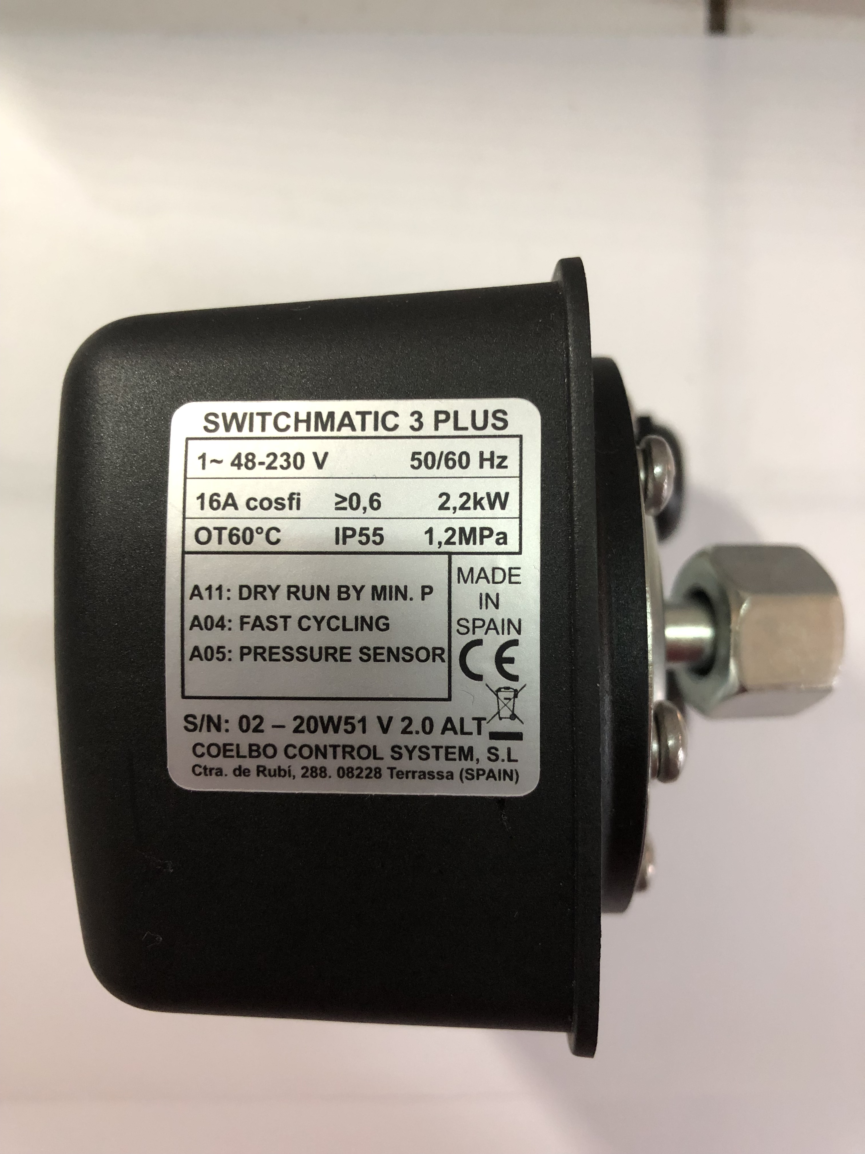 Đồng hồ áp suất điện tử kèm Công tắc áp suất Switchmatic 3 Coelbo Tây Ban Nha - Tự động tăng áp bảo vệ bơm chạy khô