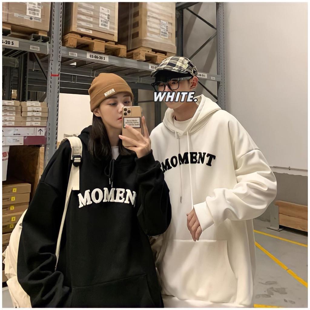 Áo Hoodie Nỉ Unisex Nam Nữ In Chữ MOMENT