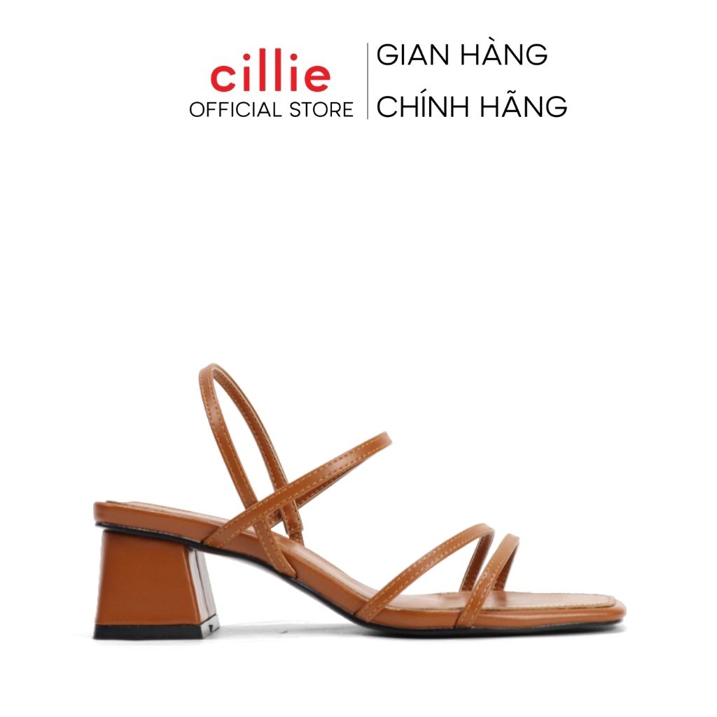 Giày sandal nữ quai ngang dây mảnh đế vuông cao 5cm chắc chân đi học đi làm Cillie 1011