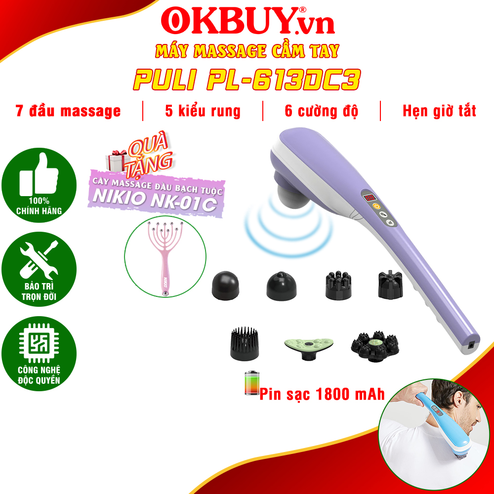 Máy massage cầm tay pin sạc 7 đầu Hàn Quốc Puli PL-613DC3