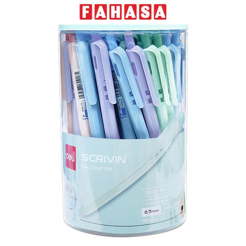 Bút Bi Dầu Đầu Mini 0.7 mm - Deli EQ107C-BK - Mực Đen (Màu Thân Bút Giao Ngẫu Nhiên)