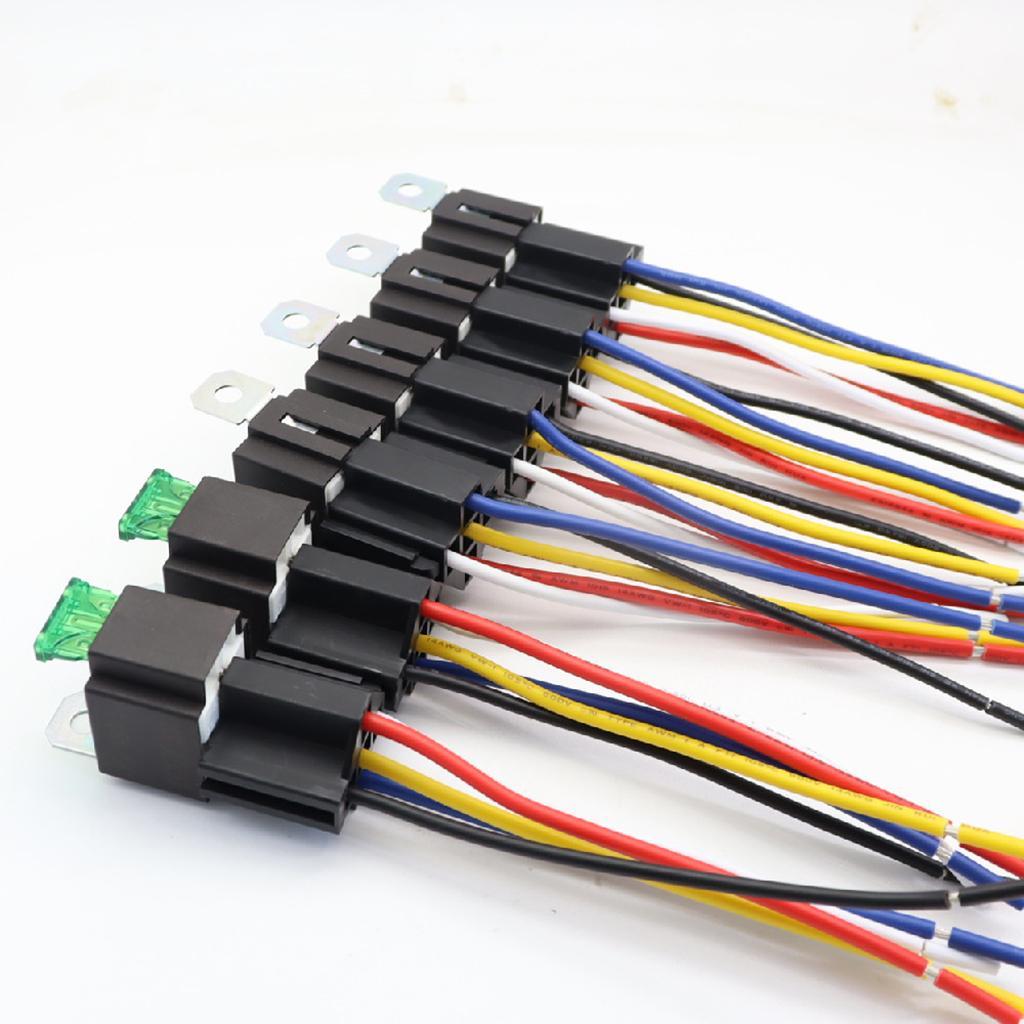 5PIN Automotive Relay Switch Harness Kit 30A Fuse 14AWG Hot Wire 12VDC