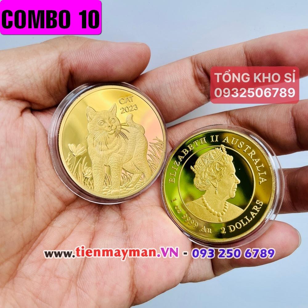 COMBO 10 Đồng Tiền Xu Hình Mèo Vàng của Úc sang chảnh