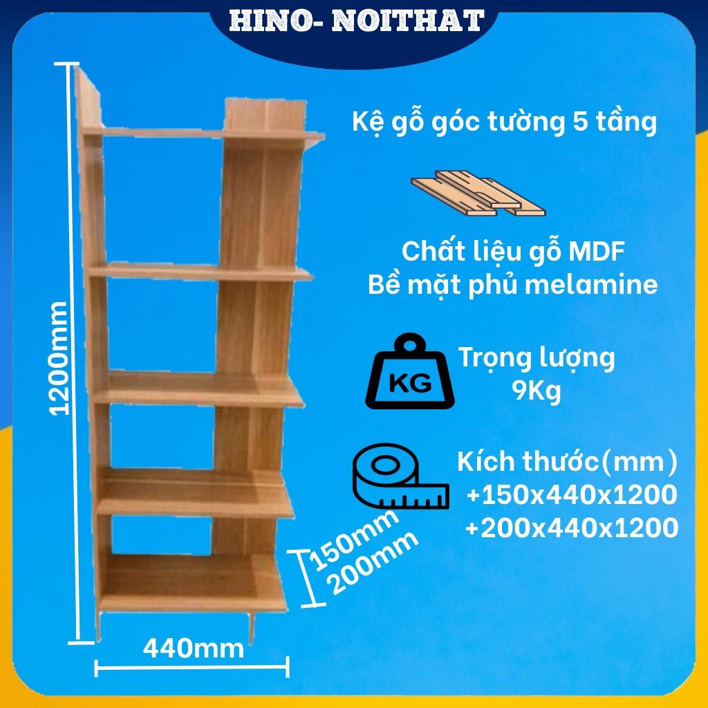 Kệ sách gỗ 5 tầng kệ góc tường đa dụng gỗ MDF