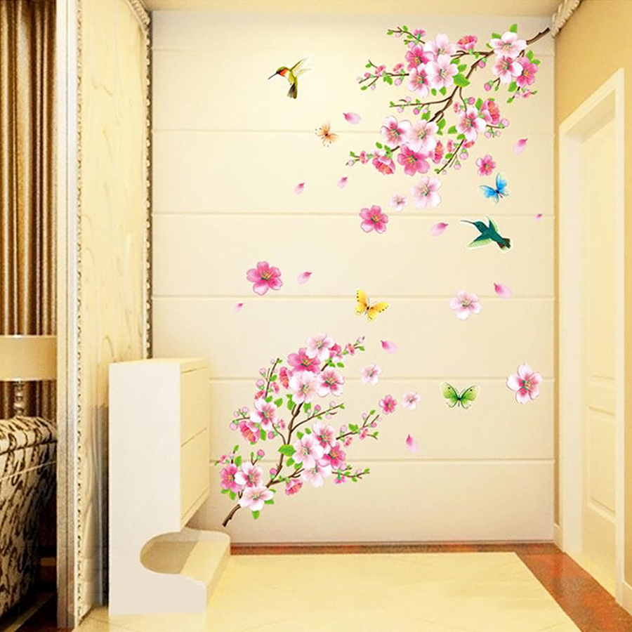 Decal Dán Tường Cành Đào Hồng 3 Binbin PK162 (135 x 60 cm)