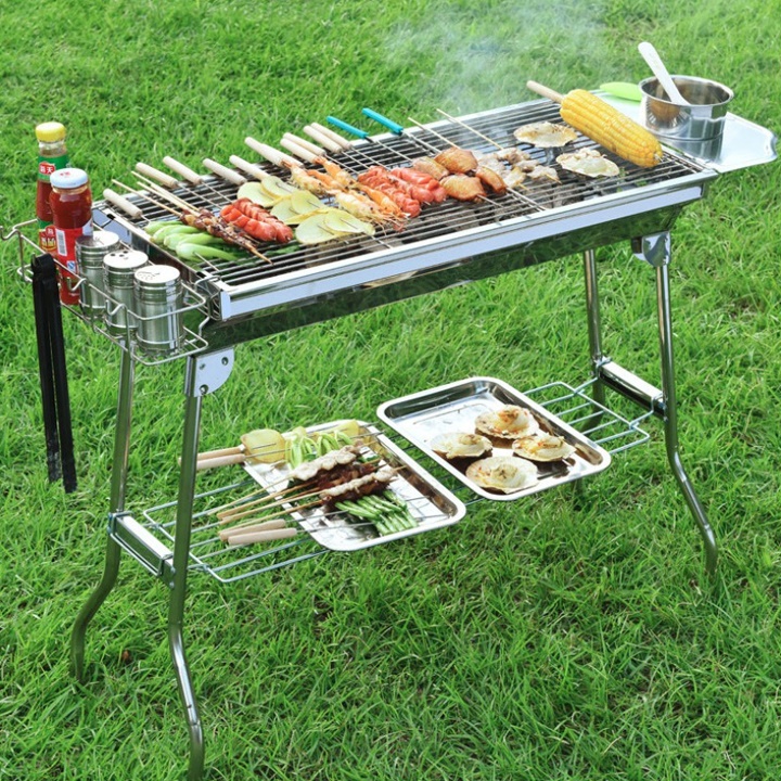 Bếp nướng than hoa BBQ ngoài trời chất liệu Inox cao cấp