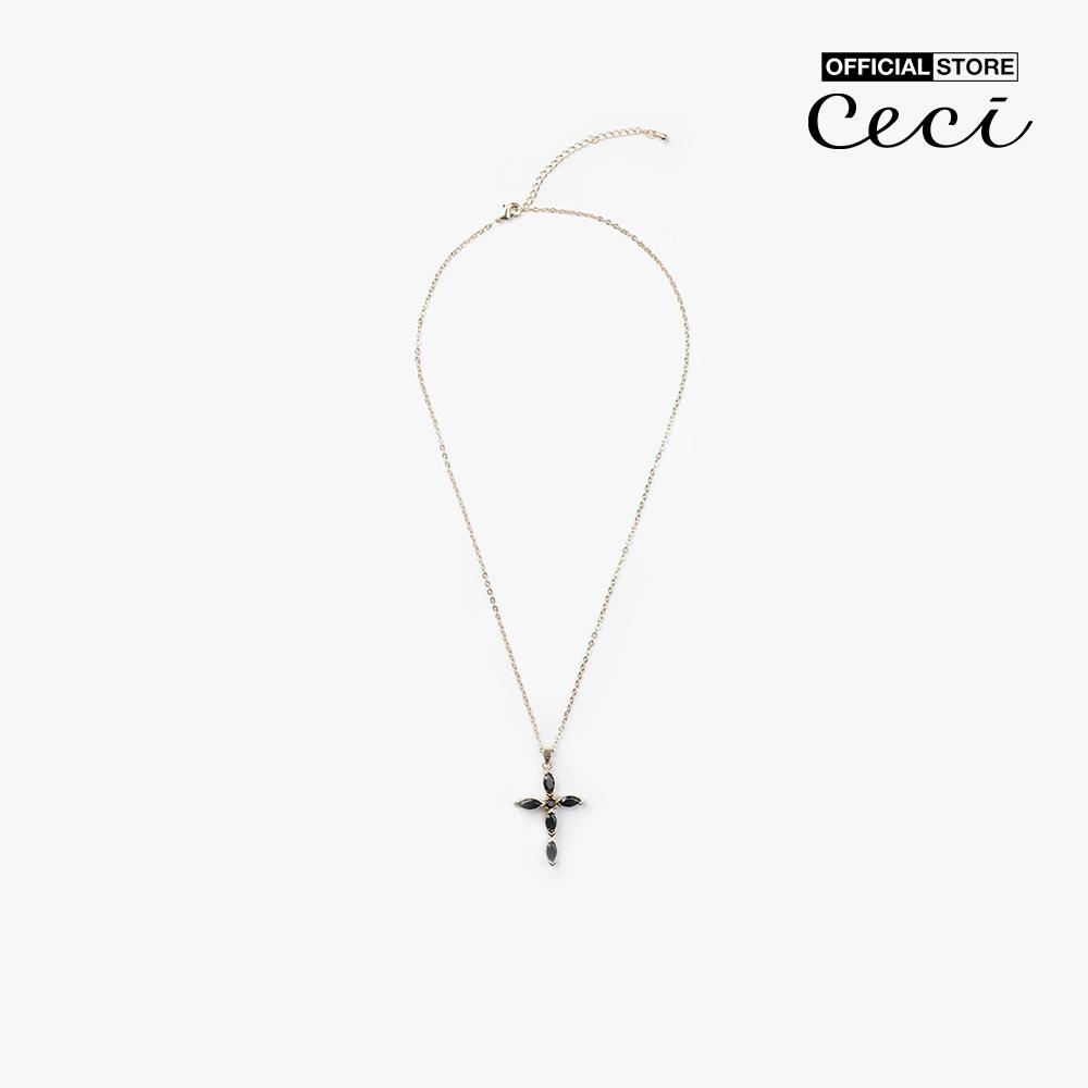 CECI - Dây chuyền nữ sợi mảnh phối mặt hình thánh giá đính đá thời trang CC4-01000193-01