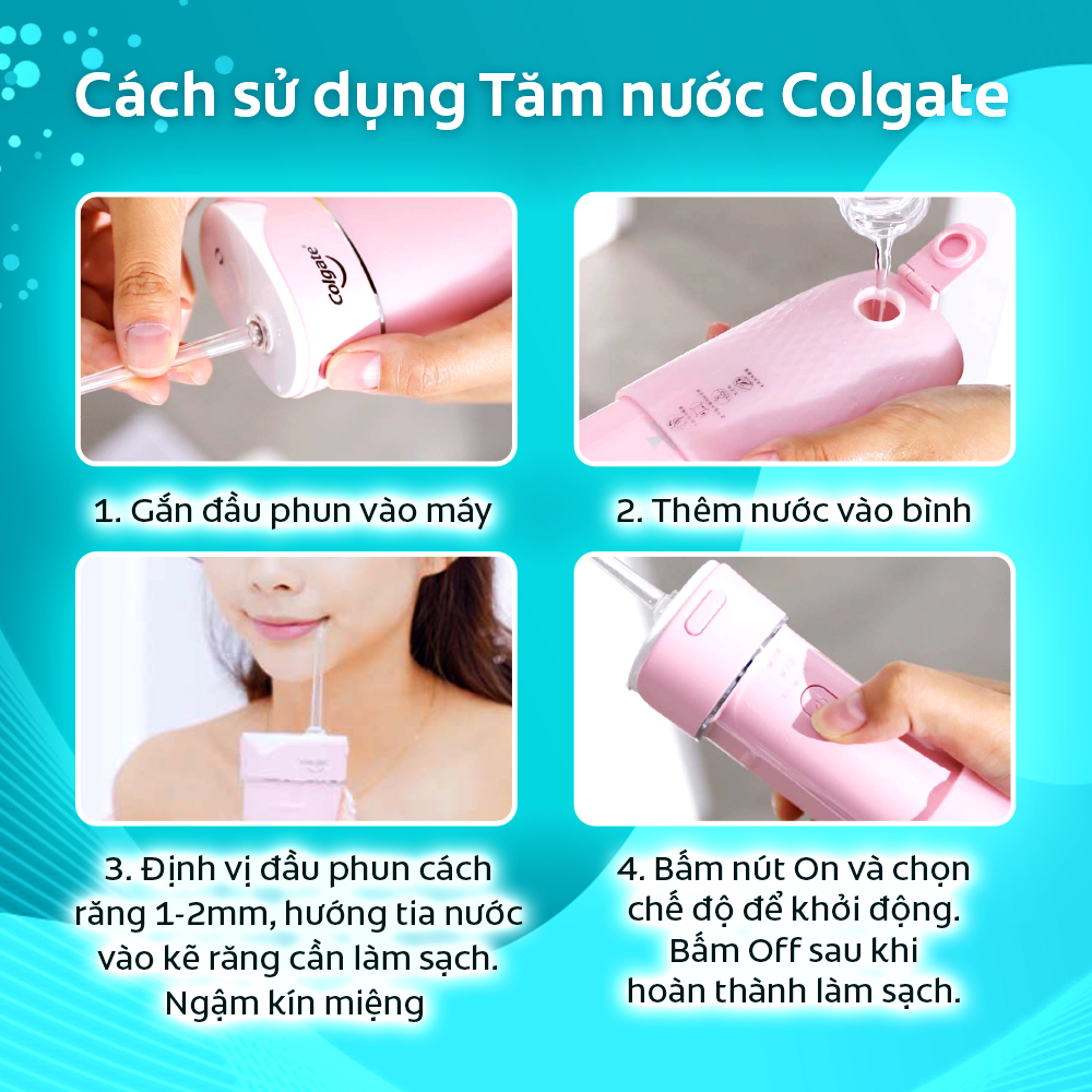 Bộ 2 đầu tăm nước Colgate thay thế - Phụ kiện cho máy tăm nước Colgate nhỏ gọn, bỏ túi