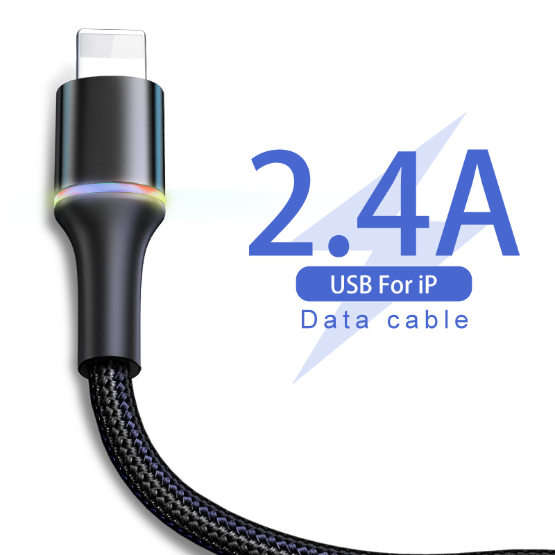 Cáp sạc nhanh bện dù siêu chắc có đèn báo hiệu Baseus halo data cable - for Lightining - Hàng chính hãng