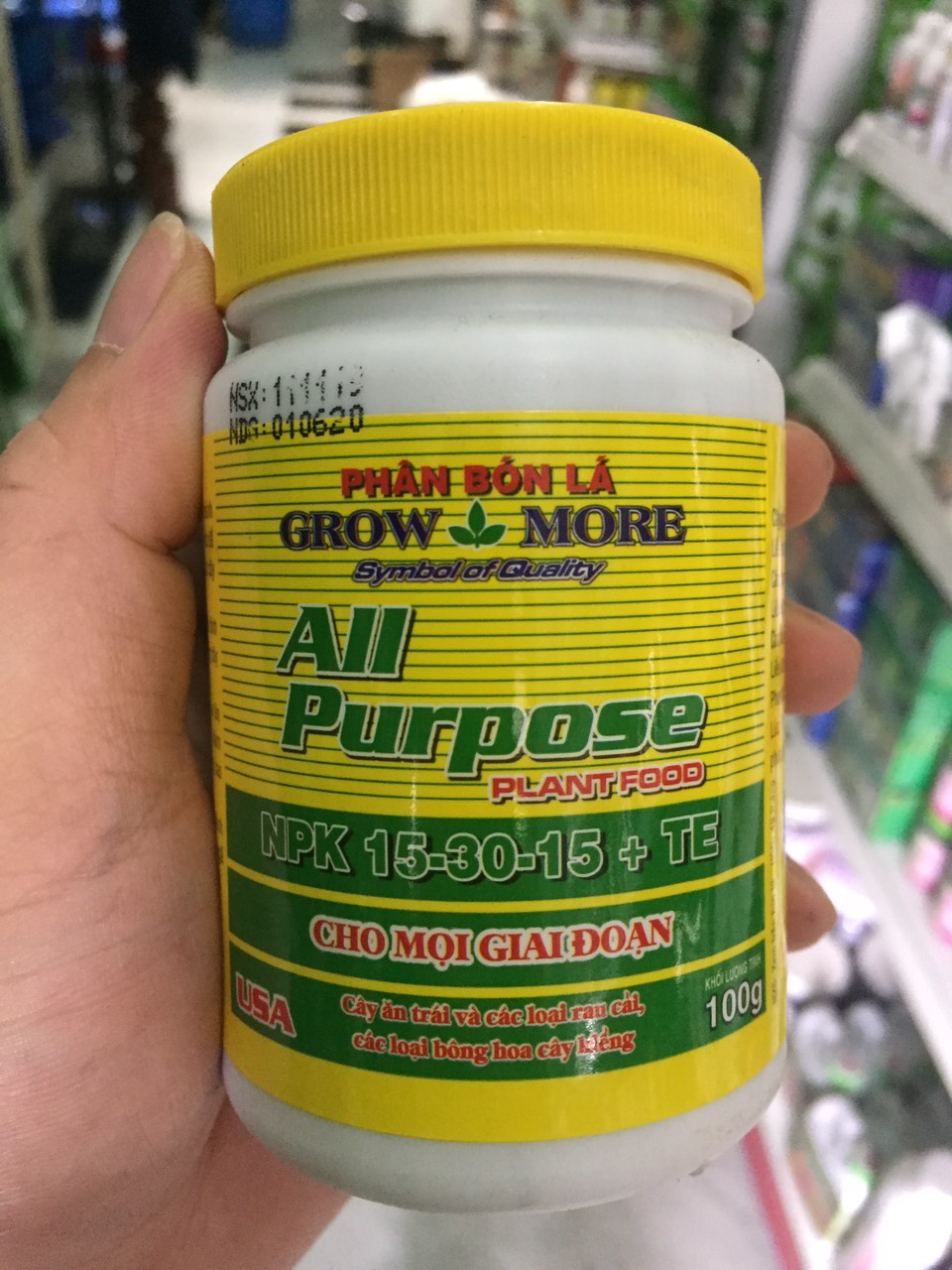 Phân bón lá cao cấp Growmore 15-30-15 + TE - 100g