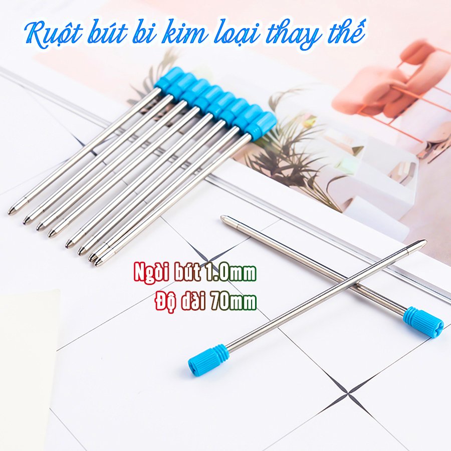 Combo 10 Ruột bút ký Bi kim loại ngòi 1.0mm thay thế