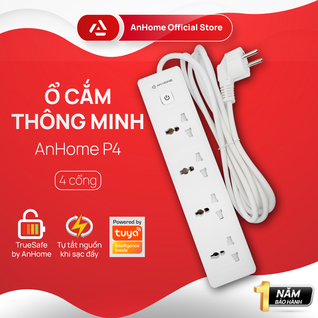 Ổ cắm nối dài thông minh WiFi + BLE 4 cổng AnHome Smart PowerStrip P4