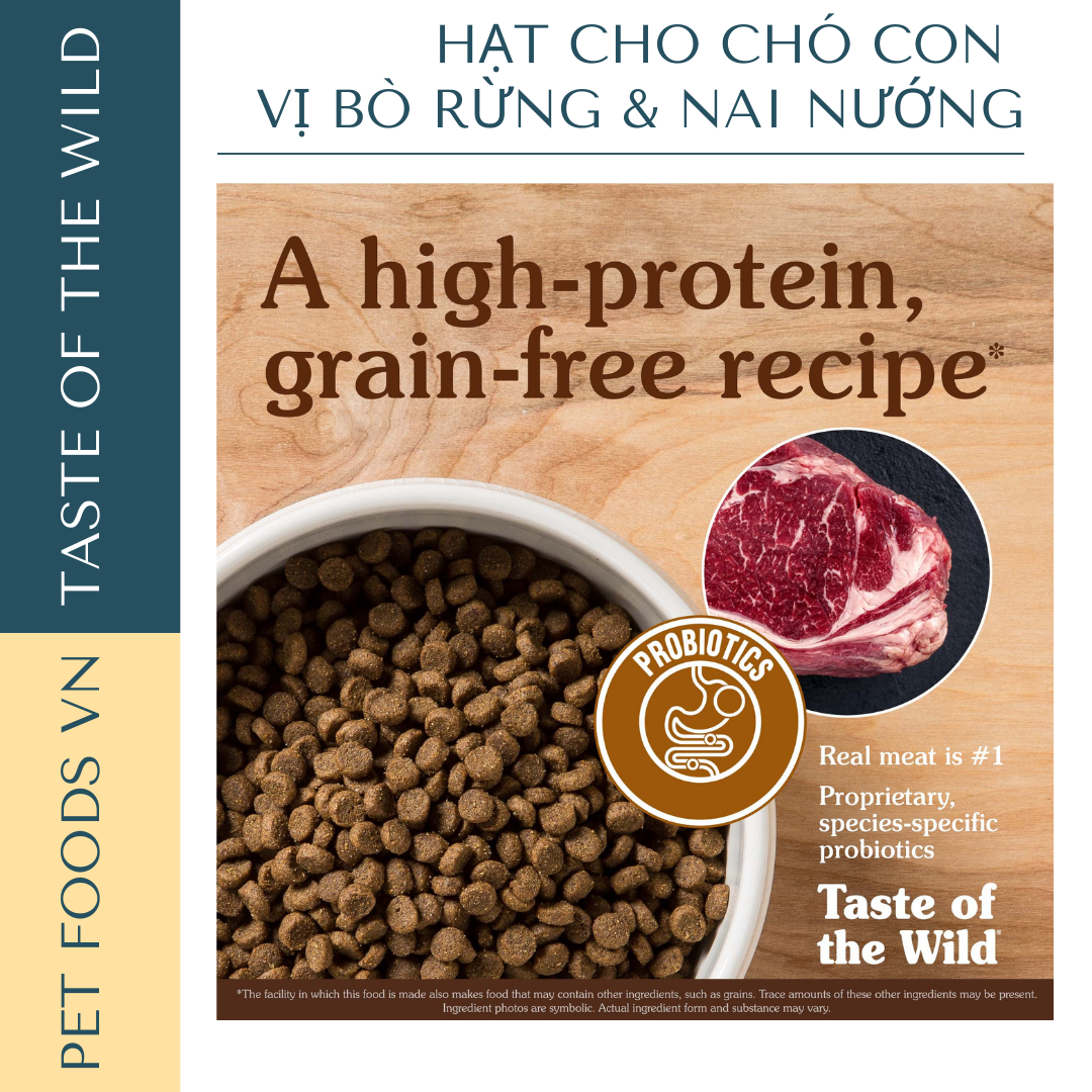 Hạt cho chó con TASTE OF THE WILD High Prairie Puppy vị Bò Rừng và Nai Nướng