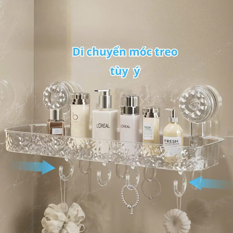 Kệ Để Đồ Phòng Tắm Cốc Hút Chắc Chắn, Chất Liệu PET, Móc Treo Tiện Lợi - HÀNG CHÍNH HÃNG MINIIN