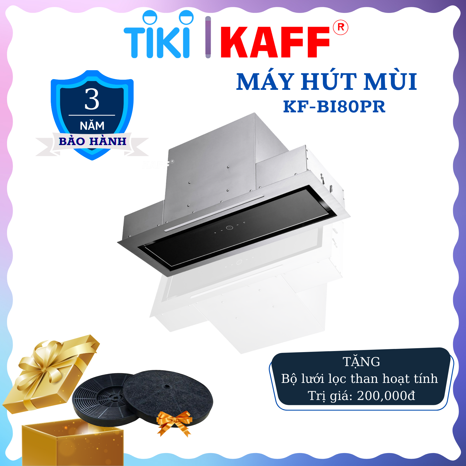 Máy hút mùi âm toàn phần phần mặt kính 800mmcảm ứng KAFF KF-BI80PR - Hàng Chính Hãng