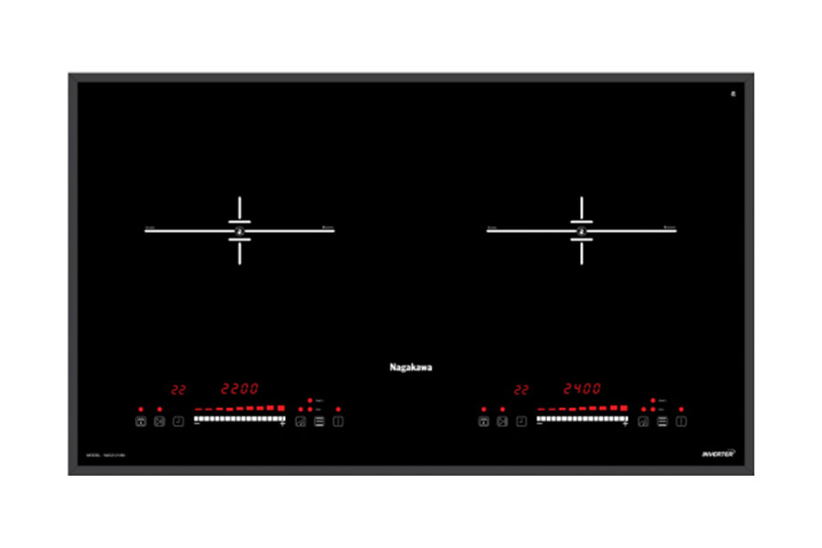 Combo Bếp Đôi Điện Từ Inverter Nagakawa NAG1214M Và Máy Hút Mùi Nagakawa NAG1853-70CM - Hàng Chính Hãng