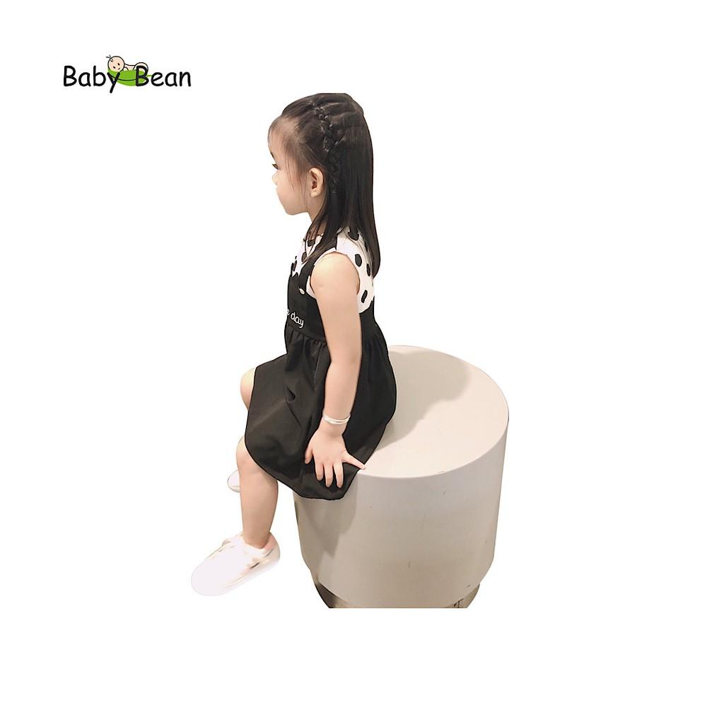 Đầm Cotton phối Tơ Gân Giả Yếm Thêu bé gái BabyBean (8kg-20kg)
