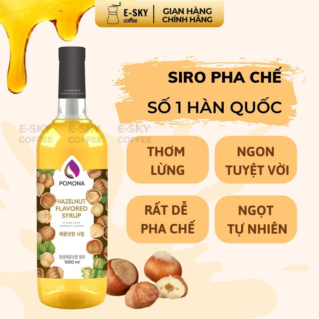 Siro Coffee POMONA Nguyên Liệu Pha Chế Hàn Quốc Chai Thủy Tinh 1 lít