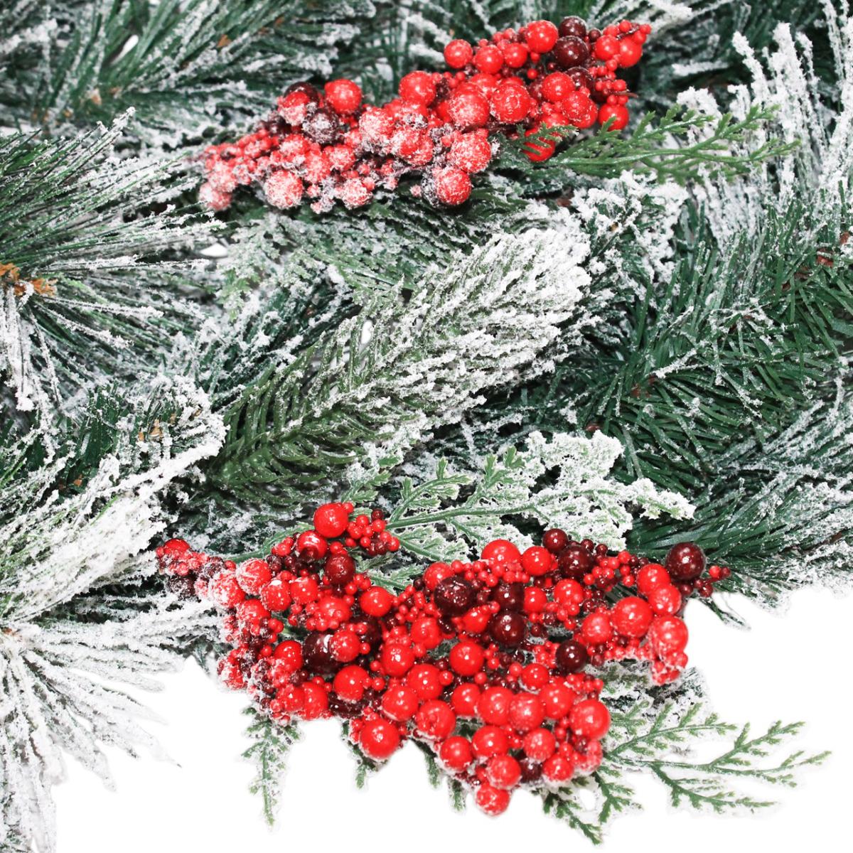 Dây Trang Trí 4 Loại Lá Phủ Tuyết 210 cm - Trang Trí Giáng Sinh - Chaang Chiia LP-G10-SD