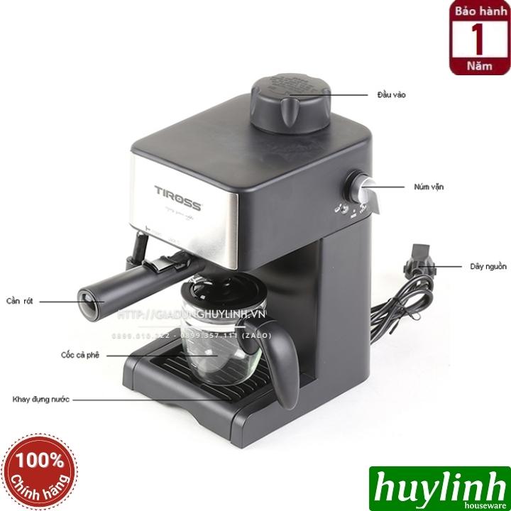 Máy pha cà phê Espresso Tiross TS621 - Max 4 bar - 800W - Hàng chính hãng