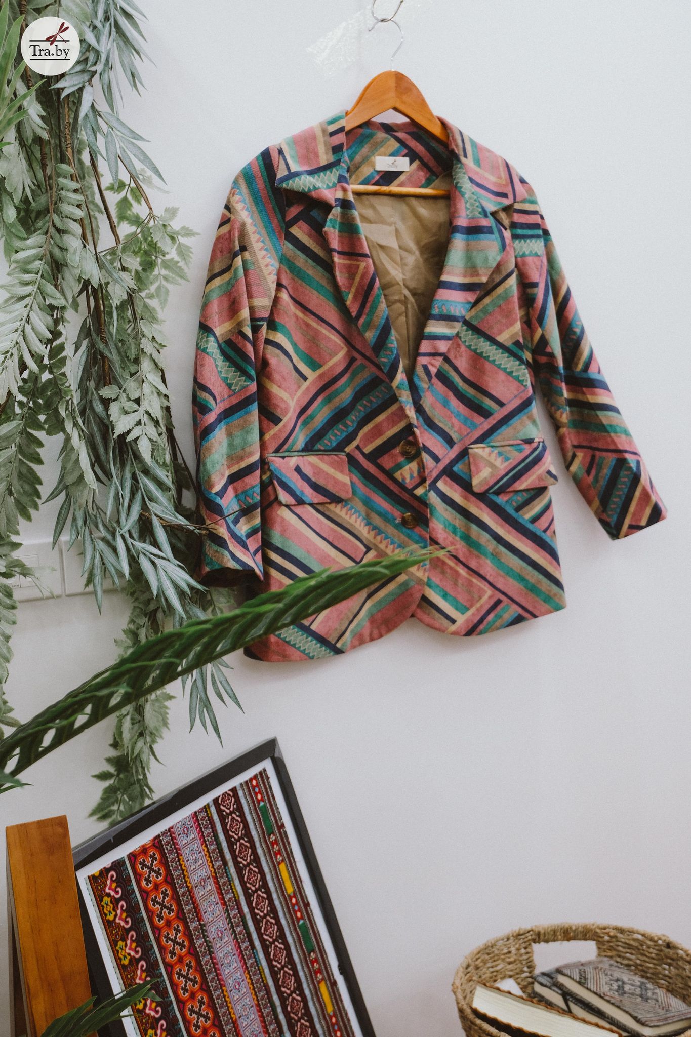 Áo blazer thiết kế hồng vintage