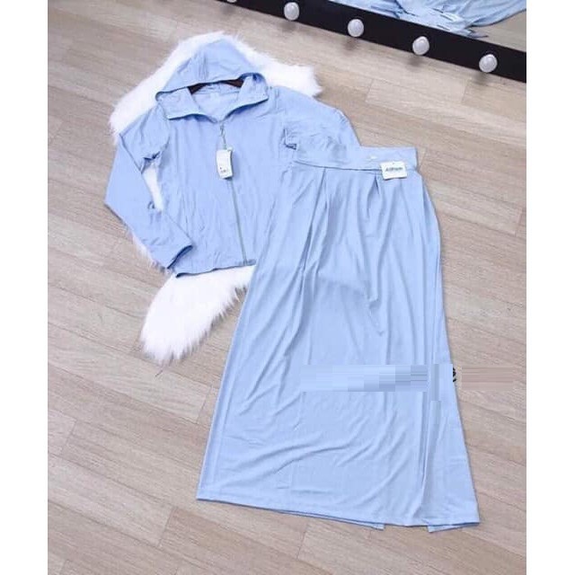 SET ÁO CHỐNG NẮNG NỮ TÚI CUỘN + QUÂY THÔNG HƠI THOÁNG MÁT- CÙNG MÀU SIÊU XINH