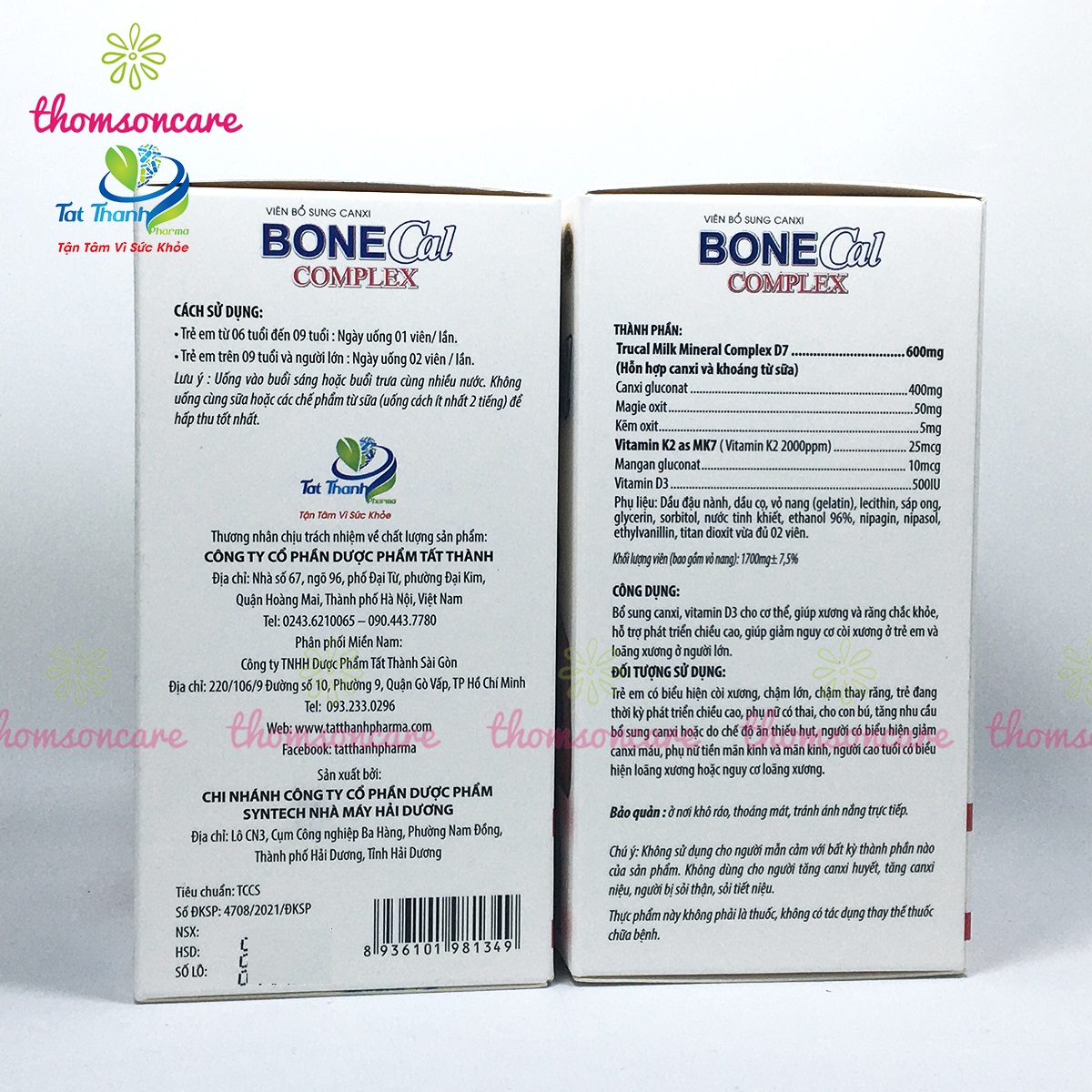 Bổ sung Canxi từ sữa Bone Cal Comlex - Giảm loãng, còi xương ở trẻ em và người lớn - Có thêm D3 K2 Hộp 30 viên