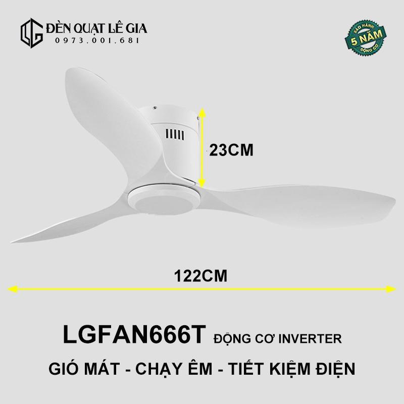 Quạt Trần Sát Trần Lê Gia LGFAN666G - Gỗ Óc Chó | Quạt Trần Phong Cách Đông Dương