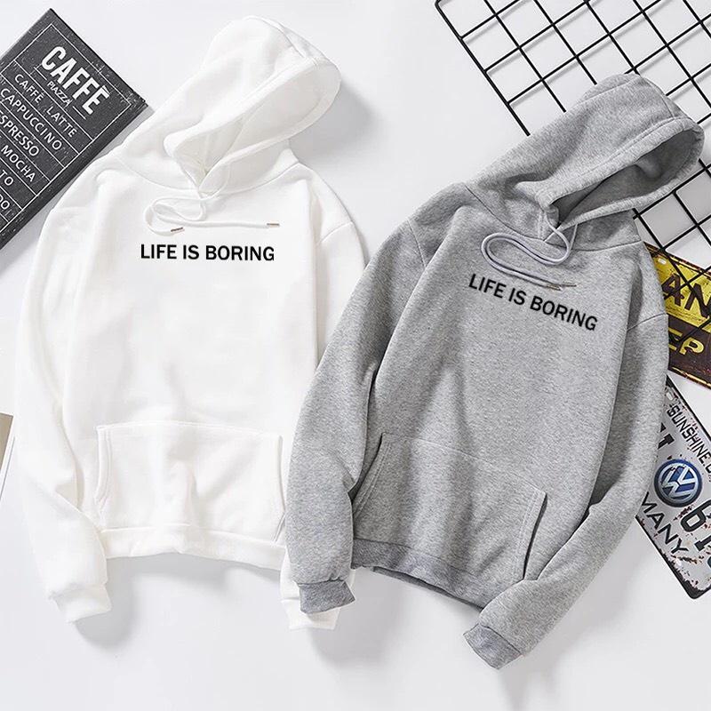 ÁO HOODIE NAM NỮ IN LIFE IS BORING