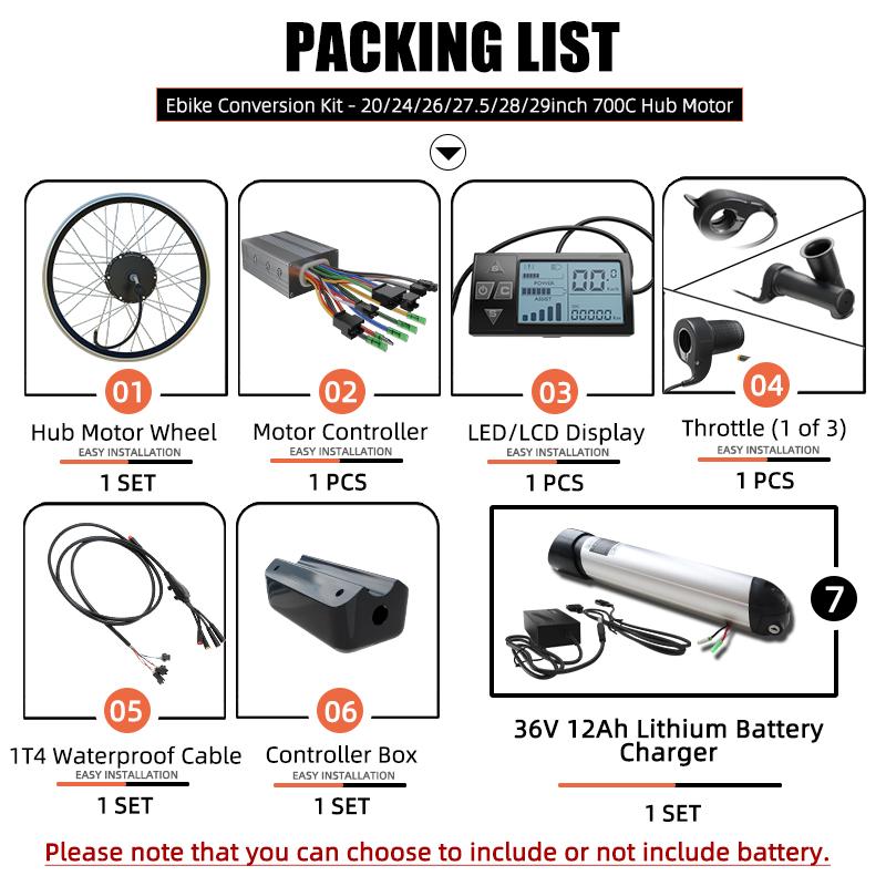 Bộ Xe Đạp Điện Có Pin 36V 350W Bộ Xe Đạp Điện Ebike 20 24 26 27.5 Inch 700C Phía Trước Phía Sau bánh Xe Điện Động Cơ Trung Tâm Color: 27.5inch front LCD Size: with 10Ah battery
