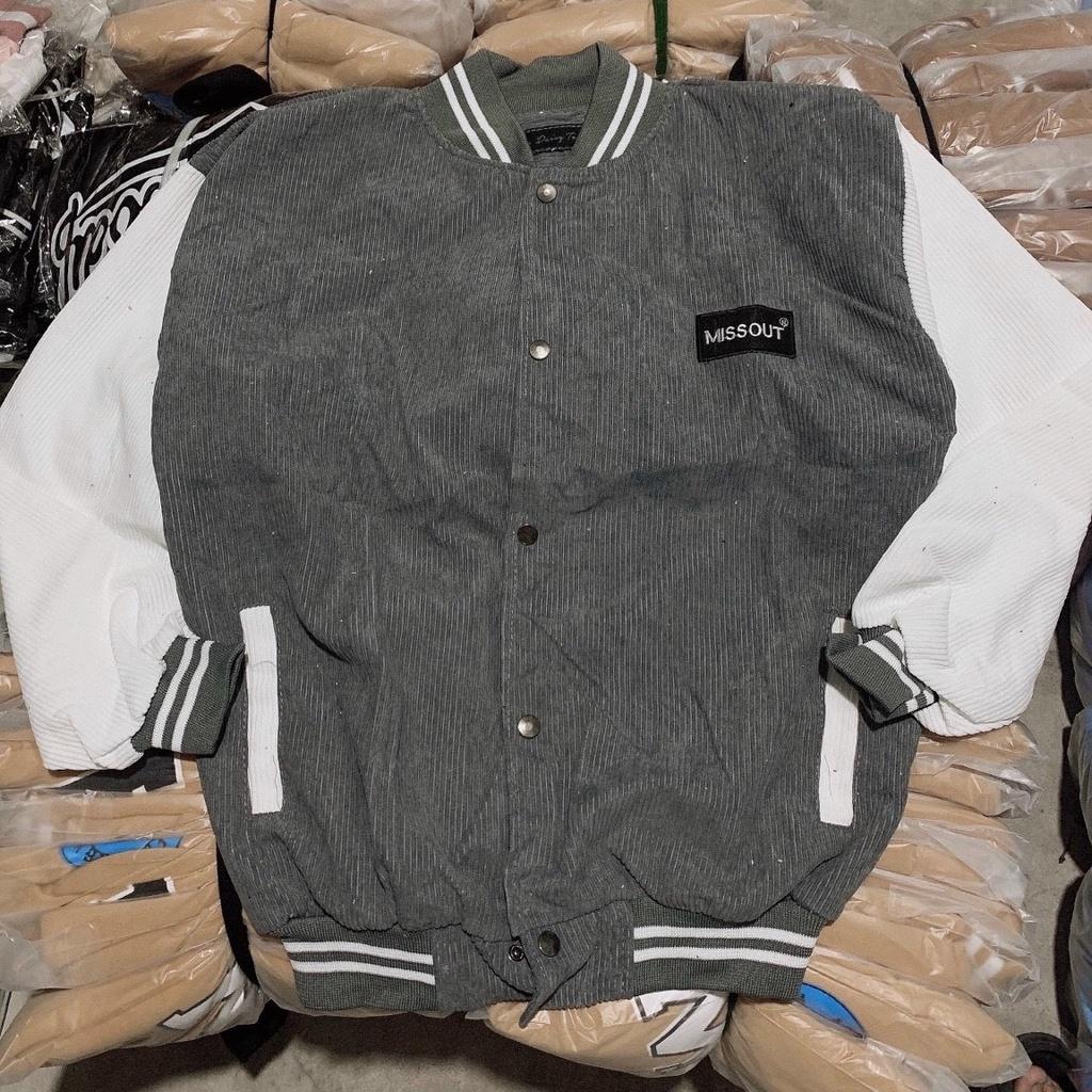 Áo Khoác Bomber Missout Form Rộng Unisex Chất Nhung Tăm 1 lớp thoáng mát