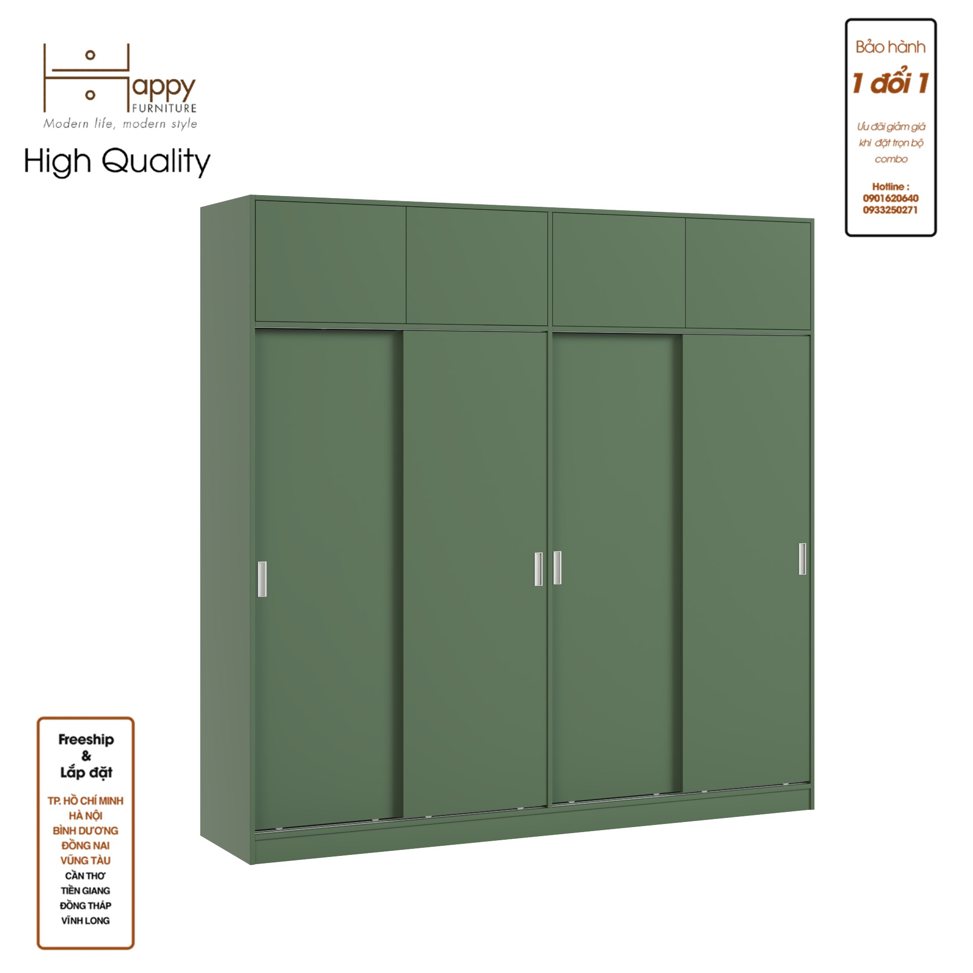 ELEGANT, Tủ quần áo cửa lùa 2m2x2m2 , 220cm x 54cm x 220cm , TCL_007