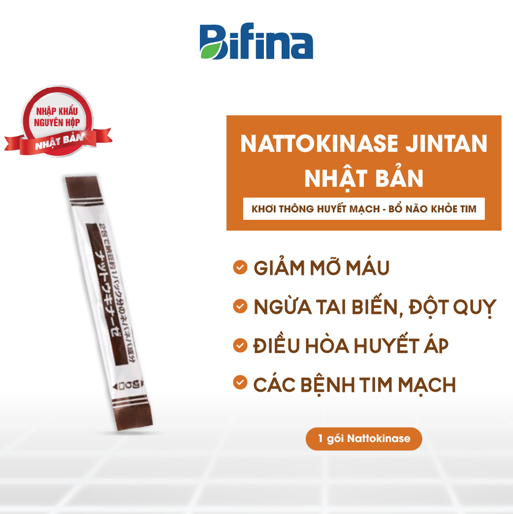 Phục hồi Tai Biến - Đột Quỵ -Lẻ 1 Gói (không có hộp) NATTOKINASE Jintan Nhật Bản  Ngừa di chứng, Không lo tái phát