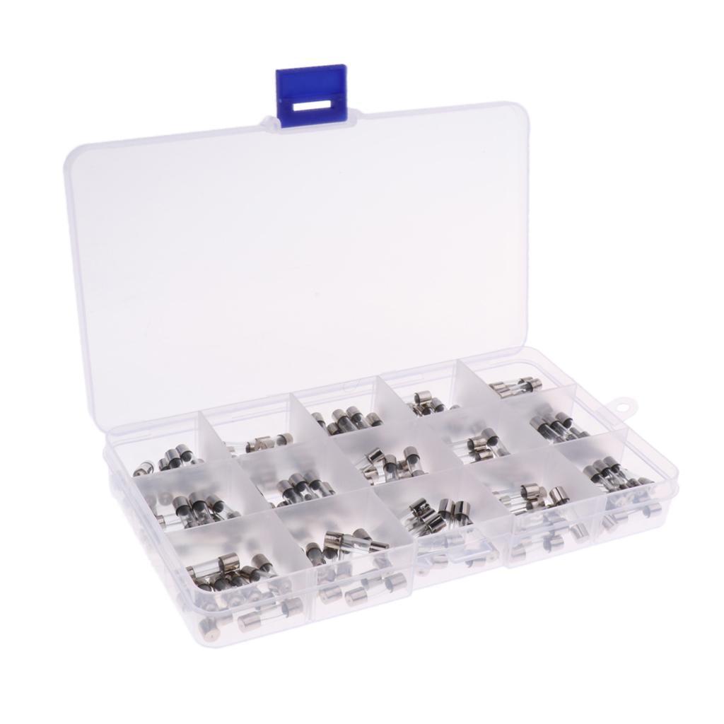 15*10 Pcs 5*20mm Quick Blow Glass Tube Fuse Assortment Kit Fast-blow
