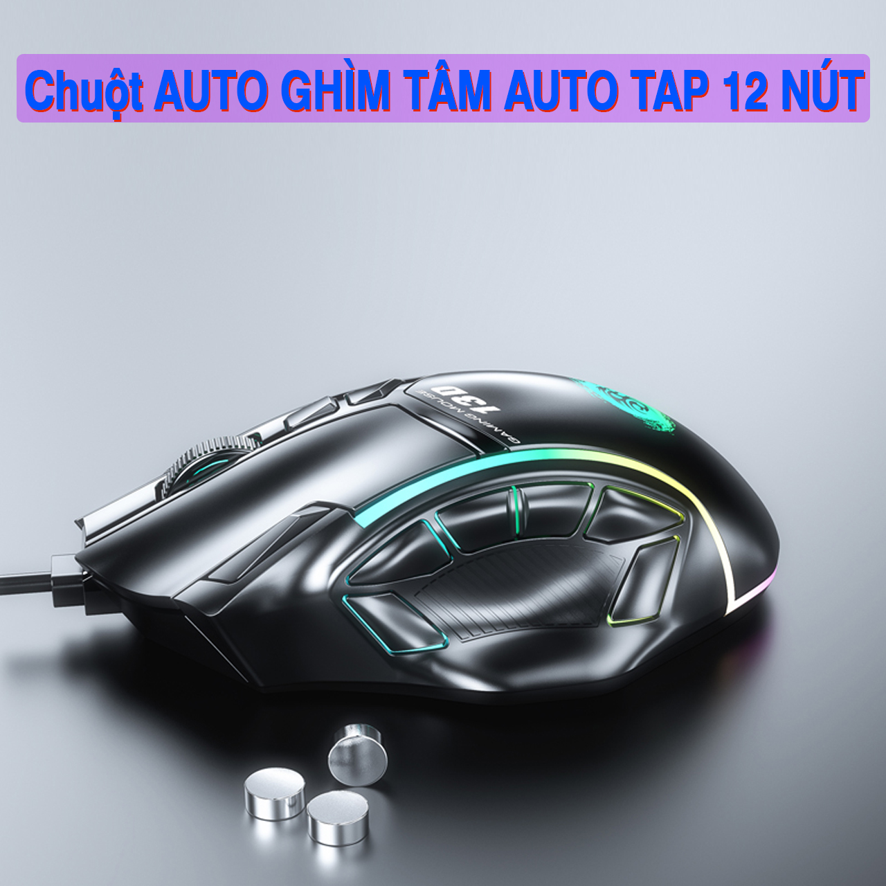 Chuột Chơi Game Vinetteam 13D Hỗ Trợ Ghìm Tâm 8 Nút Autotap 6 Mức Điều Chỉnh Từ 1200 - 12800 DPI Led Đổi Màu Cực Đẹp Chơi Game Minecraft, PUBG Mobile, Free Fire - Hàng Chính Hãng