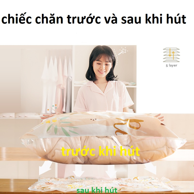 Túi Hút chân không đựng quần áo [MẪU MỚI 2024], túi đựng chăn màn mền gấp gọn, chống mốc