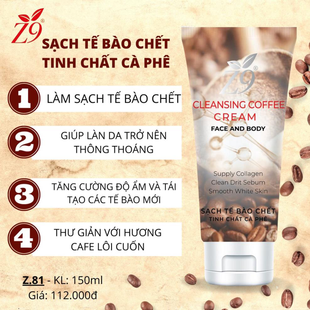 Tấy Tế Bào Chết Cafe Z9 Da Dầu Làm Sạch Tế Bào Chết Da Trắng Sáng Z81