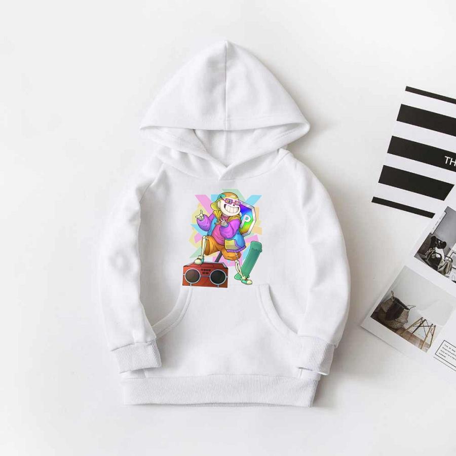 Áo Sans dáng hoodie nỉ bông màu trắng cực đẹp cho bé trai bé gái