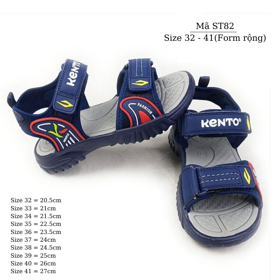Dép sandal bé trai KENTO xanh navy quai hậu kiểu dán êm nhẹ chống trơn trượt cao cấp phù hợp cho trẻ em học sinh tiểu trung học 6, 7, 8, 9, 10, 11, 12, 13, 14, 15 tuổi đi học đi biển màu hè NHÍM SHOP ST82