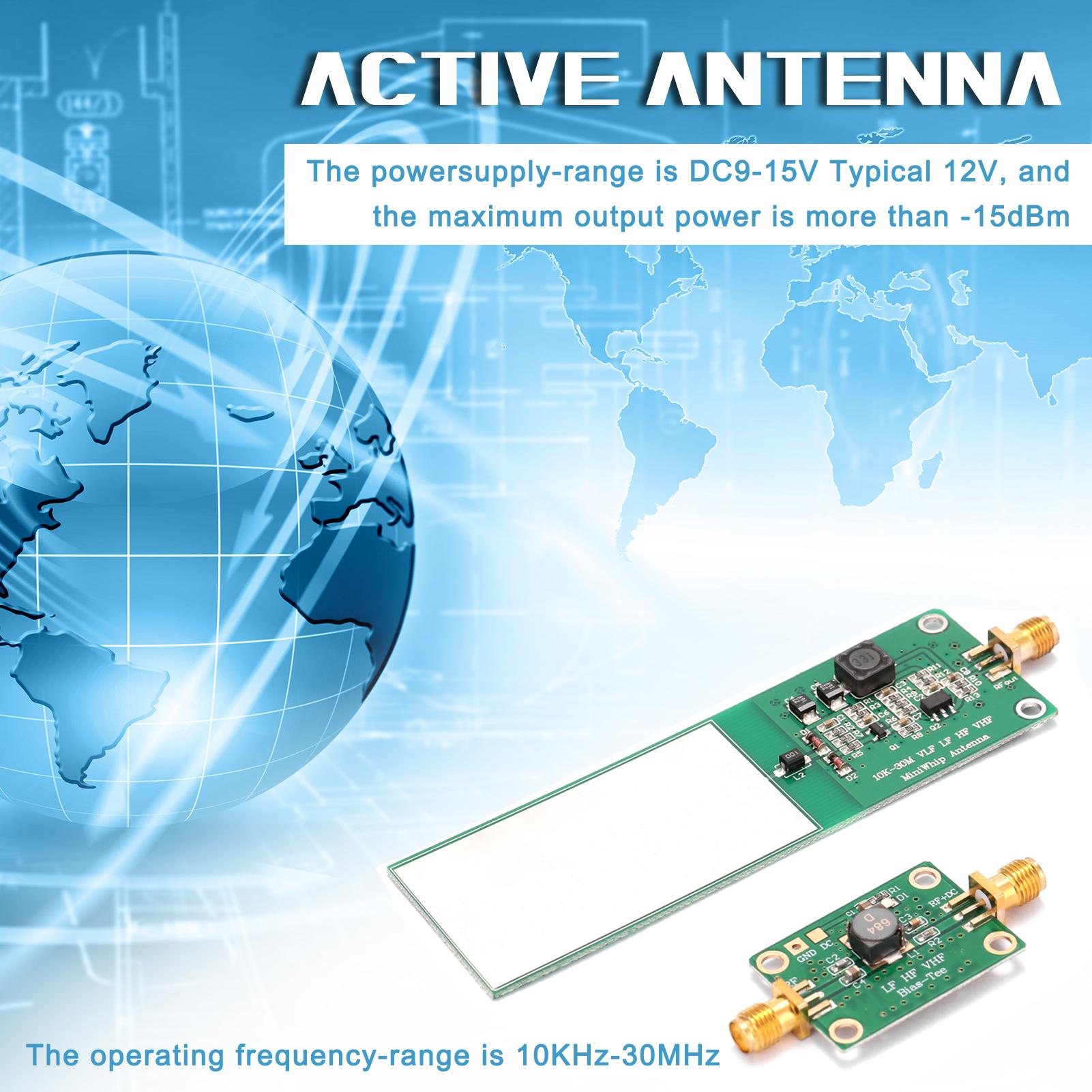 Mini-Whip 10KHz-30MHz 2Pcs Medium and Shortwave RTL‑SDR Active Antenna System Radio Receiver Electronic Component