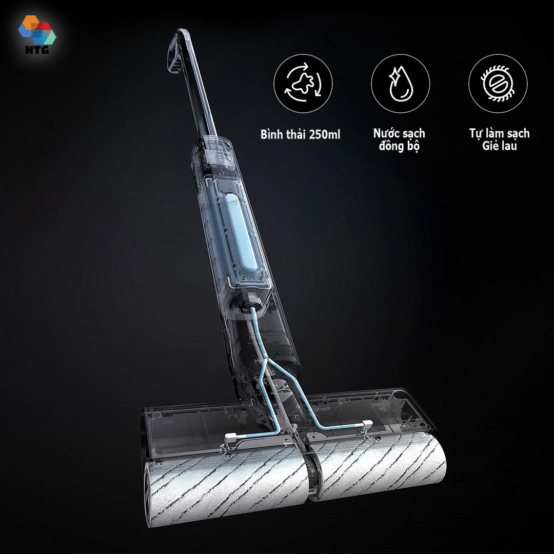 Máy lau nhà không dây Sawadaki DD1 cầm tay, công nghệ thẩm thấu, tự động giặt giẻ, siêu nhẹ 2.5kg, bình nước 2 in 1, có thể lau sát mép tường, hàng chính hãng
