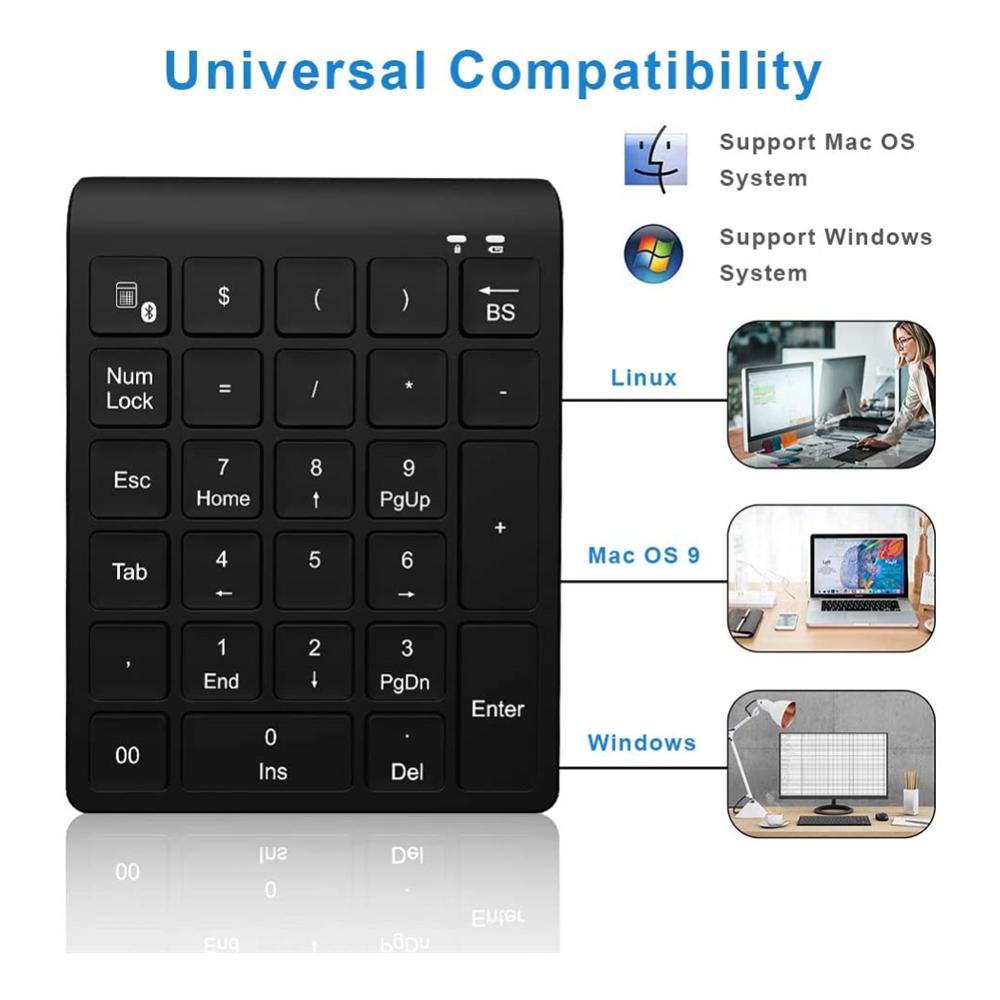27 Phím Bluetooth Không Dây-Tương Thích Bàn Phím Số Mini Numpad Có Nhiều Phím Chức Năng Bàn Phím Số Dành Cho Máy Tính Kế Toán Đặc Nhiệm