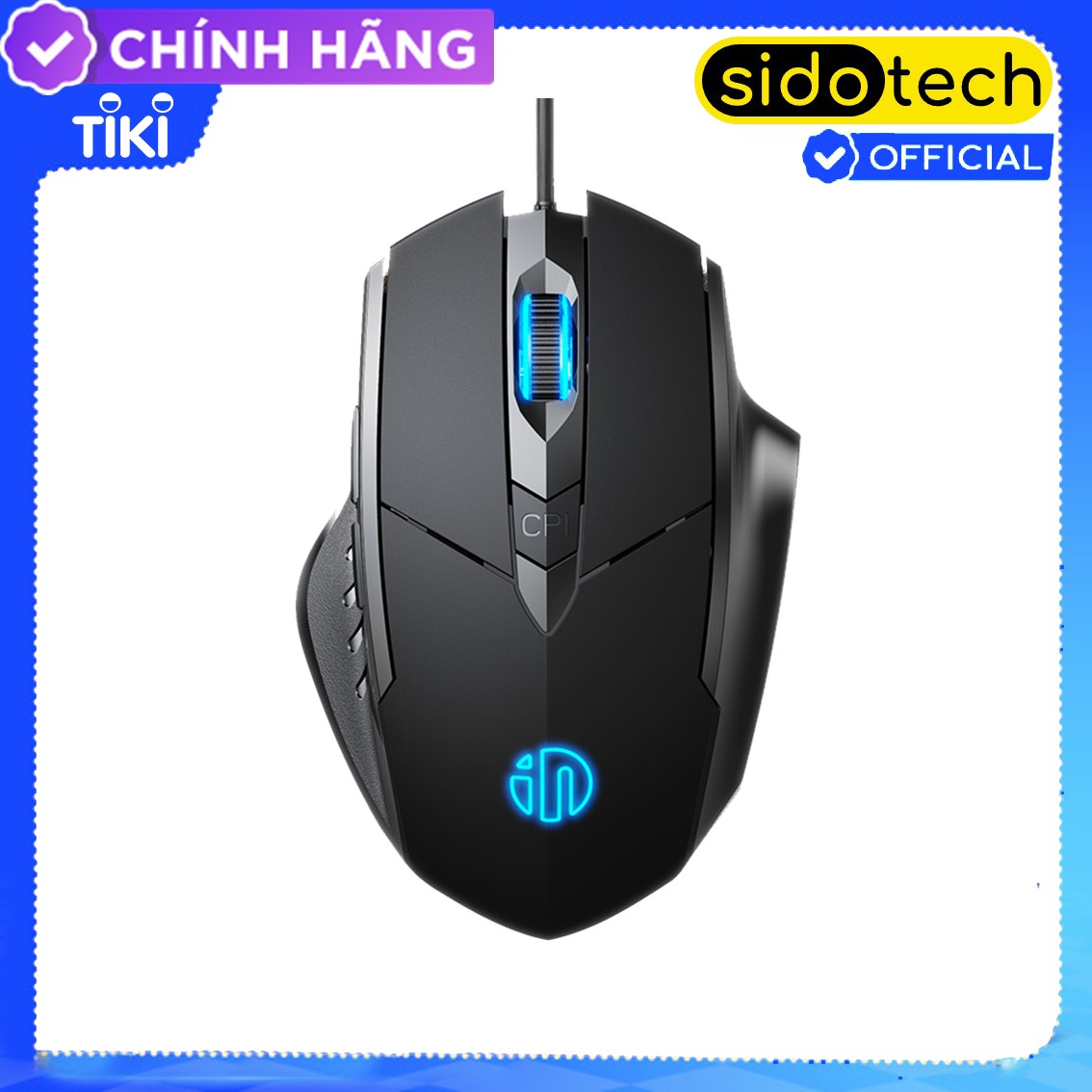 Chuột Gaming Máy Tính SIDOTECH P1W Esport Có Dây Silent / 40 Triệu Click / 7200 DPI / LED RGB Chống Ồn Logo Phát Sáng Kèm 2 Nút Phụ Trợ Cho Game FF PUBG Phù Hợp Máy Tính Laptop Văn Phòng